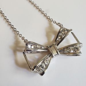 Ted Baker Gianni SILVER Joia Geometric Bow Pendant Necklace